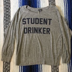 Heather grey long sleeve student drinker tee S